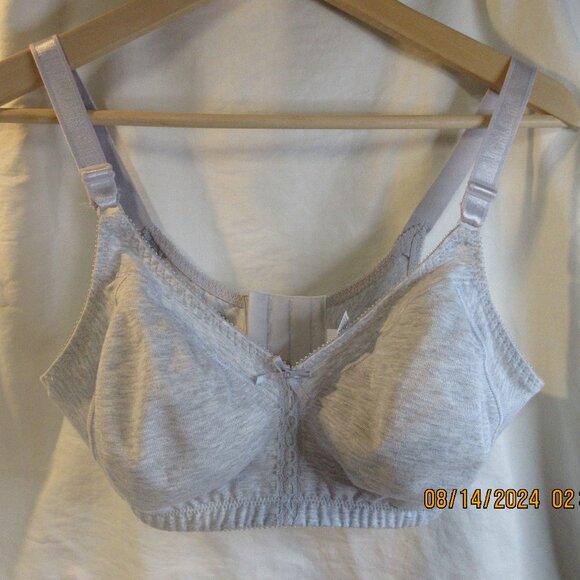 BALI ADORABLE BRA~ BOW & SATIN STRAPS~36DD #3036, 85% COTTON & 15%SPANDEX GRAY - Picture 9 of 13